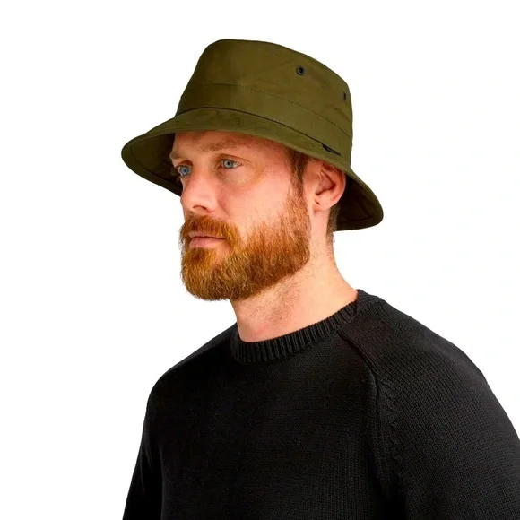 TILLEY sz M Waxed Cotton Bucket Hat Green New Handmade Sun protection UPF50+